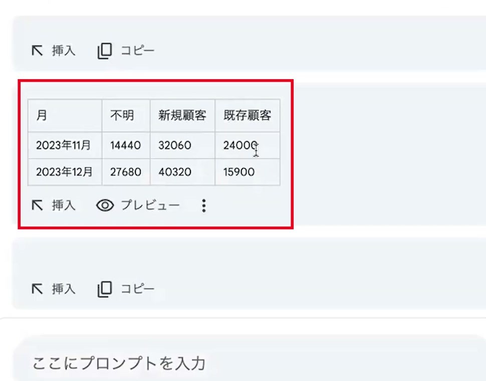 11月と12月の売上を不明・新規顧客・既存顧客に分けた回答