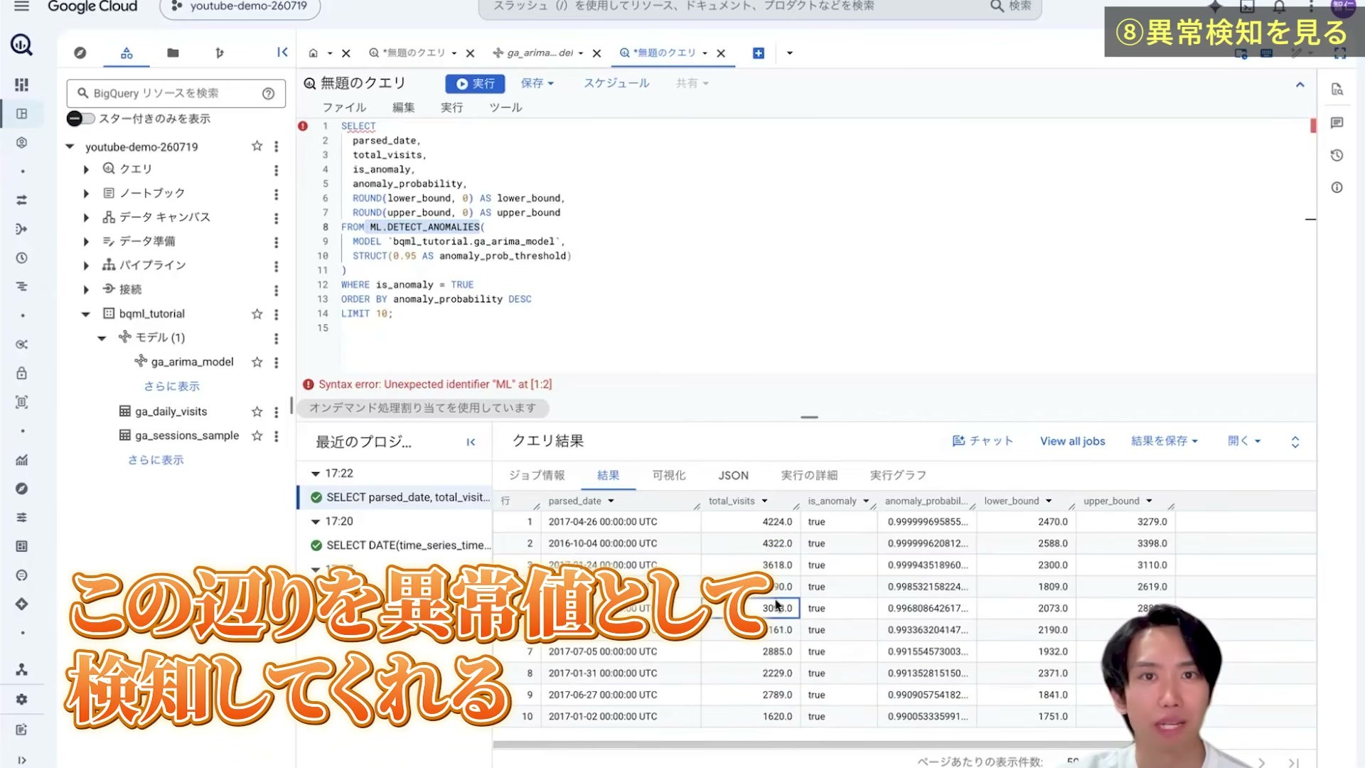 通常の上限を超える訪問数の日を抽出した結果